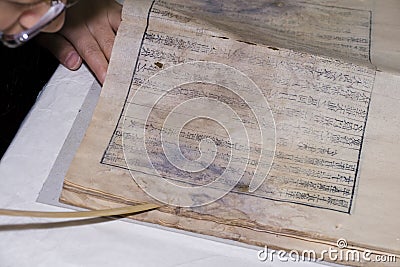 Restoring ancient book Stock Photo