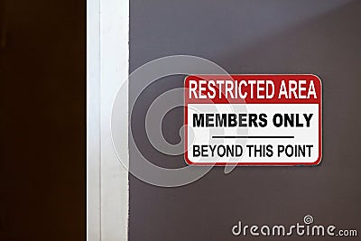 Restricted Area, members only beyond this point Stock Photo