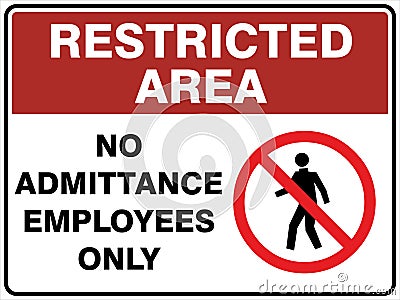 Restricted Area - No Admittance - Employees Only Vector Illustration