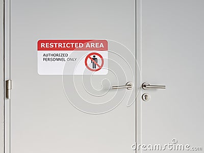 Restricted Area sign indoor Building Do not enter signage Stock Photo