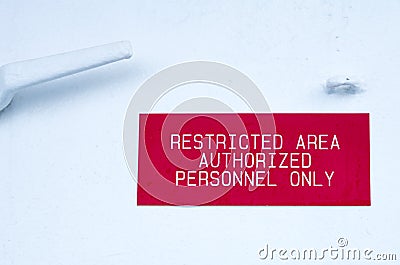 Restricted area sign on a ship Stock Photo