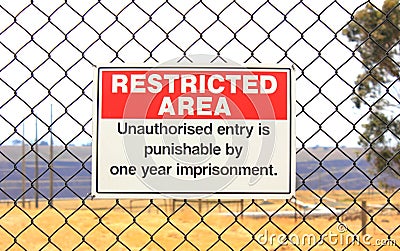 Restricted area warning sign Stock Photo