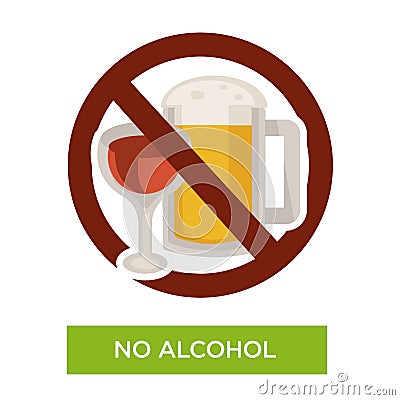 No alcohol sign restriction icon healthcare or diet Vector Illustration