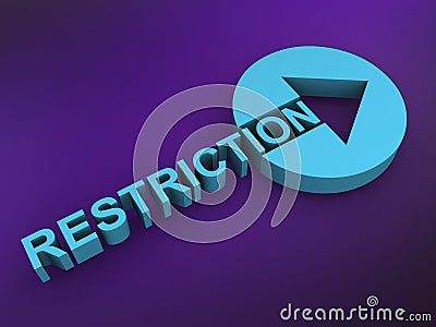 restriction word on purple Stock Photo