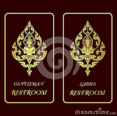 Restroom golden signs Vector Illustration