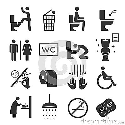 Restroom icon set, washroom and bathroom symbols Vector Illustration