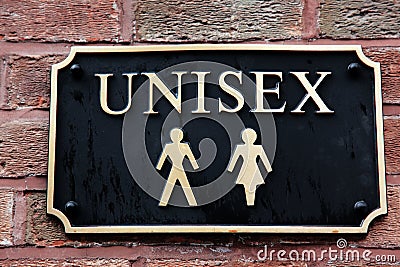 Restroom signs unisex Stock Photo