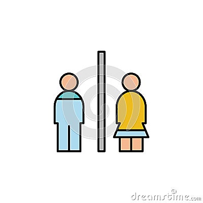 restroom, toilet, woman, man line colored icon. Signs, symbols can be used for web, logo, mobile app, UI, UX Vector Illustration