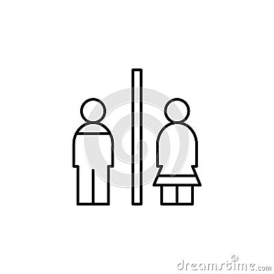 restroom, toilet, woman, man line icon on white background Cartoon Illustration