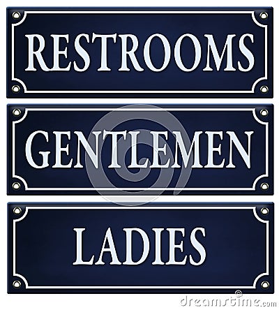 Restrooms Gentlemen Ladies Sign Stock Photo