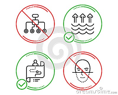 Restructuring, Evaporation and Journey path icons set. Face recognition sign. Vector Vector Illustration