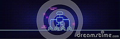 Restructuring line icon. Business architecture sign. Neon light glow effect. Vector Vector Illustration
