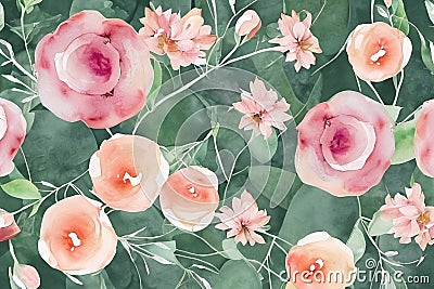 Resubmit watercolor painting of a bunch of flowers Stock Photo