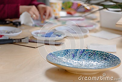 Plate made with mosaic Stock Photo