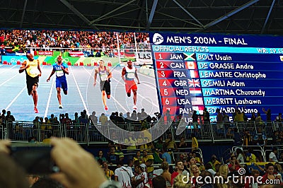 Results of men`s 200m sprint run at Rio2016 Editorial Stock Photo