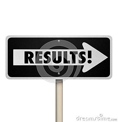 Results One Way Road Sign Outcome Answer End Result Proof Effort Stock Photo