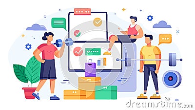 A results-oriented subscription-based fitness platform concept emphasizing measurable progress, data-driven workout plans, and Stock Photo