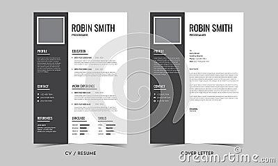 Resume and Cover Letter, Minimalist resume cv template Vector Illustration
