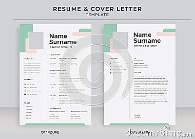 Resume and Cover Letter Template, Cv professional jobs resumes Vector Illustration