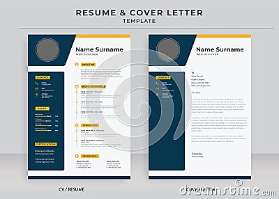 Resume and Cover Letter Template, Cv professional jobs resumes Vector Illustration