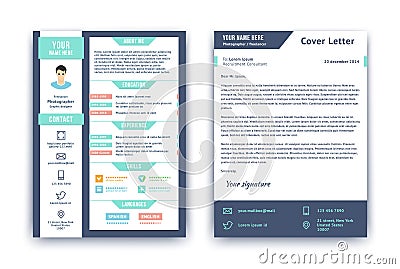 Resume and cover letter template Vector Illustration