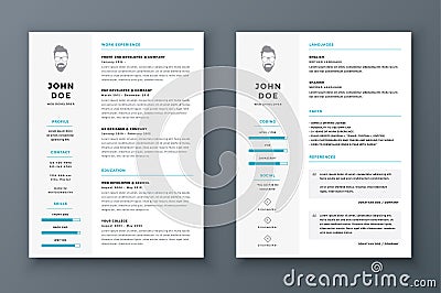 Resume and cv vector template. Awesome for job applications. Vector Illustration