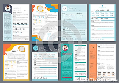 Resume design. Corporate business profile cv for printing vector curriculum page Vector Illustration