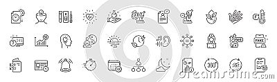 Resume document, Ethics and Microscope line icons. For web app, printing. Line icons. Vector Vector Illustration