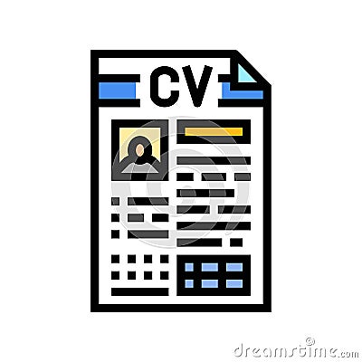 resume document interview job color icon illustration Cartoon Illustration