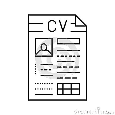 resume document interview job line icon illustration Cartoon Illustration