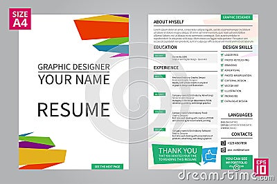 Resume Graphic designer Vector Illustration