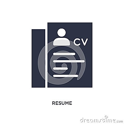 resume icon on white background. Simple element illustration from strategy concept Vector Illustration