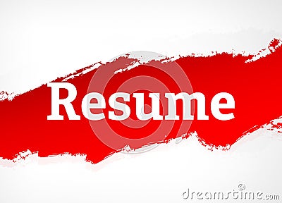 Resume Red Brush Abstract Background Illustration Stock Photo