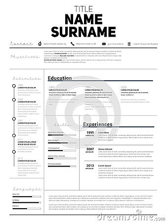 Resume Minimalist CV, Resume template with simple design, company application CV, Curriculum vitae, resume business sheet, clean Stock Photo