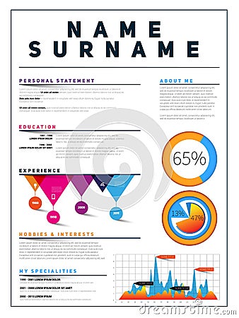 Resume Minimalist CV, Template with simple design, company application, business sheet Stock Photo