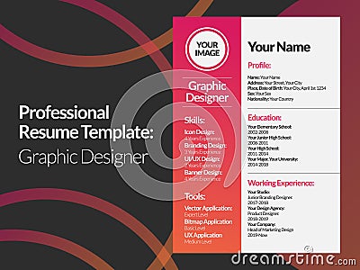 Graphic Designer Resume Design Template Vector Illustration