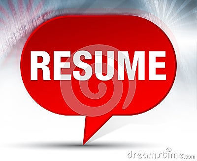 Resume Red Bubble Background Stock Photo