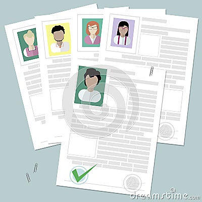 Resume at the table. Vector Illustration