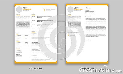 Resume template. Cv professional Black and White Resume and Cover Letter Vector Illustration