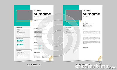 Resume template Cv professional, Resume and Cover Letter, Resume template. Cv professional Vector Illustration