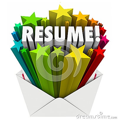 Resume Word Stars Open Envelope Promote Your Skills Knowledge Ex Stock Photo