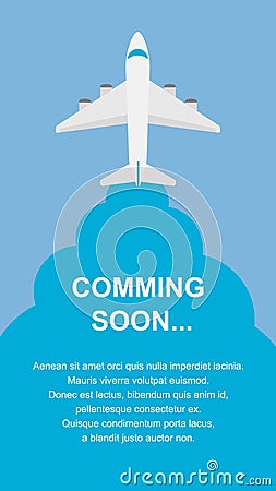 Resumption of air transportation design for banners, newsletters, social media stories. Aircraft promotion concept. Vector Vector Illustration