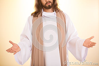 Resurrected Messiah with arms open Stock Photo