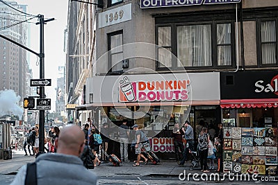 Famous chain of cakes and beverages seen in downtown New York, USA. Editorial Stock Photo