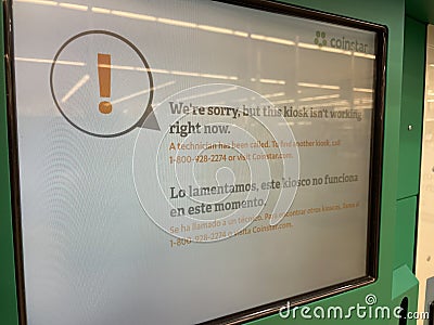 Retail grocery store coinstar machine out of order Editorial Stock Photo