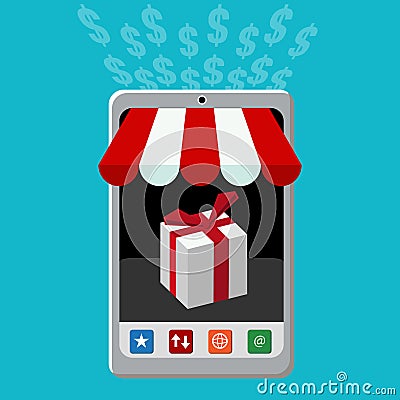 Retail Mobile Purchase Icon Vector Illustration