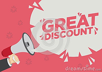 Retail Sale promotion discount shoutout with a megaphone speech bubble against a red background Vector Illustration