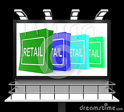 Retail Shopping Sign Shows Buying Selling Merchandise Sales Stock Photo
