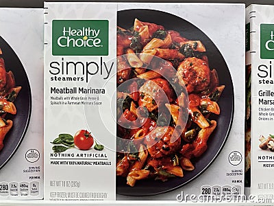 Retail store Healthy Choice frozen dinner front view Editorial Stock Photo