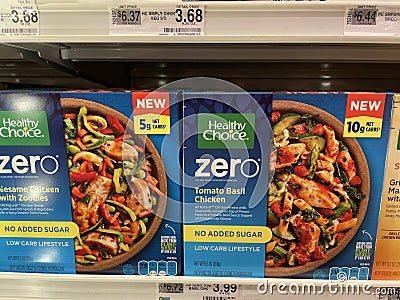 Retail store Healthy Choice frozen dinner Zero Editorial Stock Photo